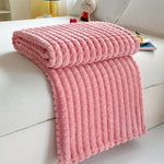 Artificial Rabbit Plush Plaid Blanket