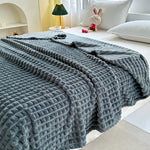 Artificial Rabbit Plush Plaid Blanket