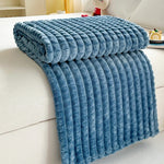 Artificial Rabbit Plush Plaid Blanket