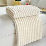 Artificial Rabbit Plush Plaid Blanket