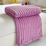 Artificial Rabbit Plush Plaid Blanket